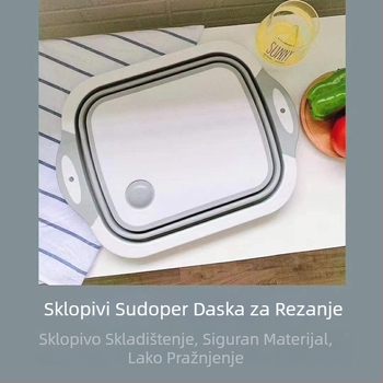 Plastična daska za rezanje s dvostrukim slojem, sklopiva kuhinjska daska, debela prijenosna posuda za pranje povrća, izvlačna