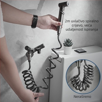 Cjeloviti bakreni tuš-pistolj za WC s kutnim ventilom i tlakom mlaznice – kućni kupaonski set
