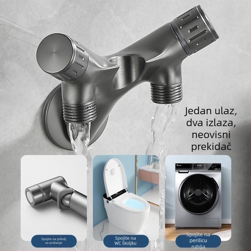 Cjeloviti bakreni tuš-pistolj za WC s kutnim ventilom i tlakom mlaznice – kućni kupaonski set