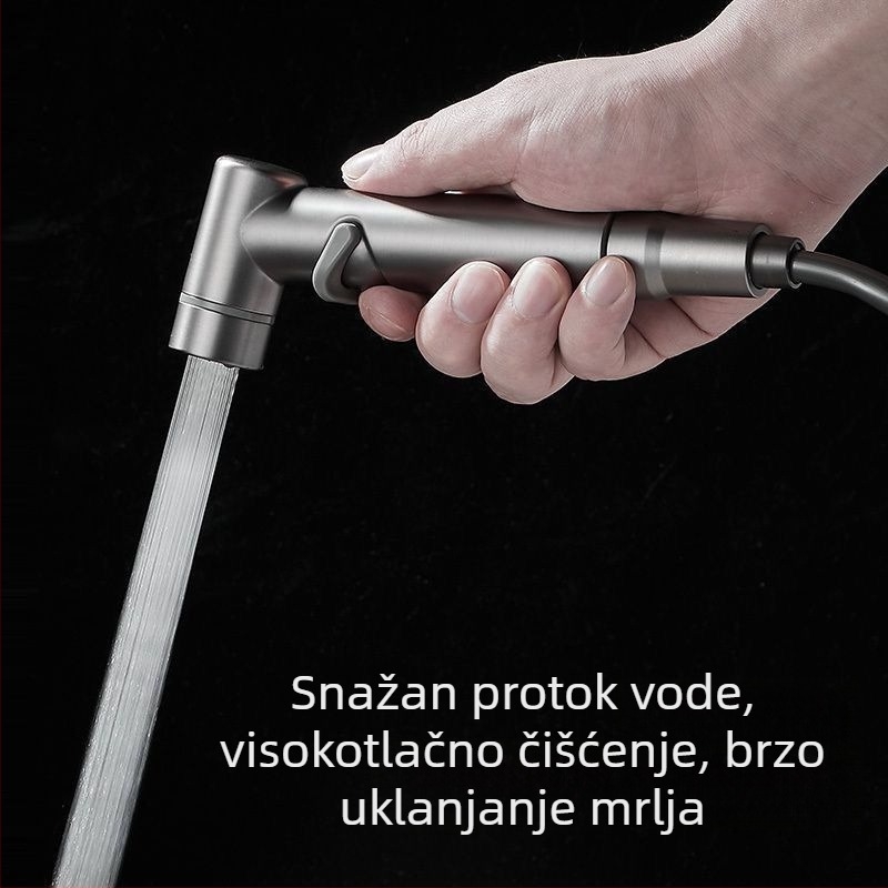 Cjeloviti bakreni tuš-pistolj za WC s kutnim ventilom i tlakom mlaznice – kućni kupaonski set