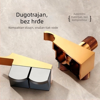 Zidni set za WC s visokotlačnim tušem za ispiranje i priključkom za ženski bide, s jednim ulazom i dva izlaza, kutni ventil