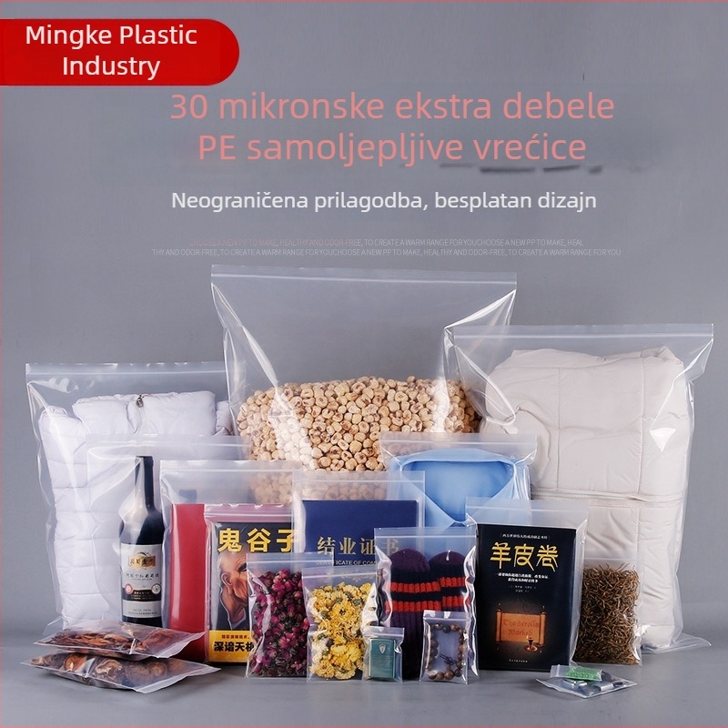 Na skladištu: debela PE samouzavirajuća vrećica, prozirna vodootporna plastična ambalaža za odjeću
