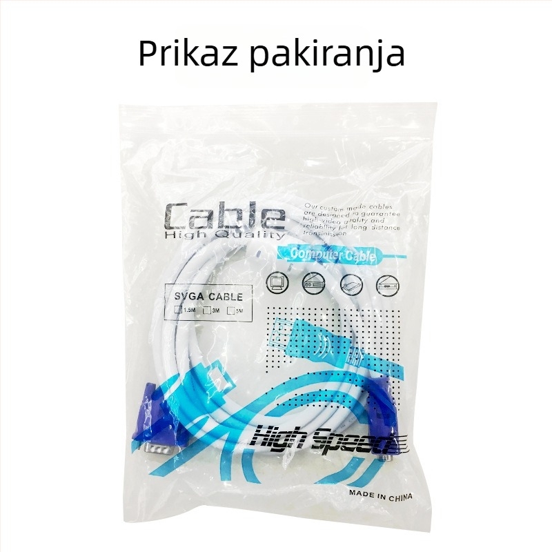 VGA kabel 3+4, duljina 1,5 m, za PC, monitor i projektor, VGA video kabel, jezgro od bakreno obloženog čelika, model V34