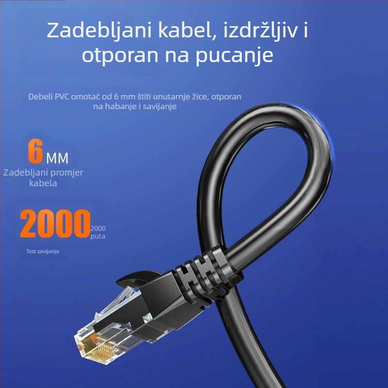 RXIX Luoxi CAT6A Gigabit Ethernet kabel za kućnu upotrebu, 20 m produženje, uvijeni parovi, RJ-45 konektori