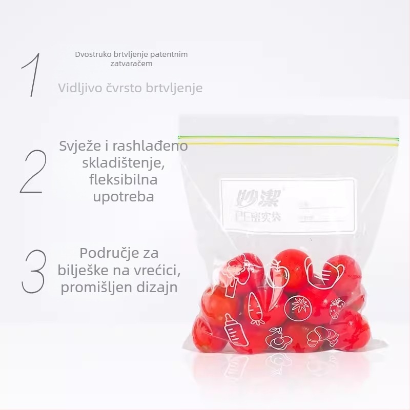 Miaojie Samozatvarajuće vrećice za hranu – za hladnjak, meso, voće i užine, velike i srednje veličine