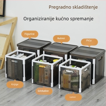 Prozirna kućna kutija za pohranu s ručkom – sklopiva plastična kutija za igračke, alate i razne predmete