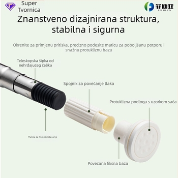 Prilagodljiva teleskopka šipka za tuš zavjesu, bez bušenja, univerzalna, od nehrđajućeg čelika s elektropliranim emajl završetkom.