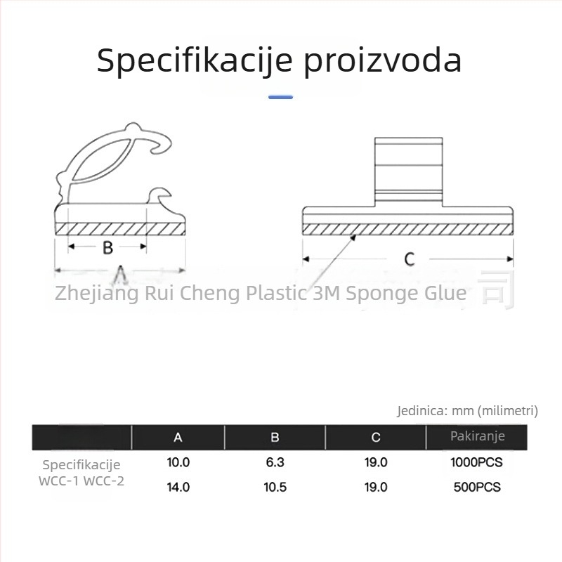 Samoljepljivi držač za kabel WCC-1/WCC-2, automobilni držači za kabel s ljepilom 3M