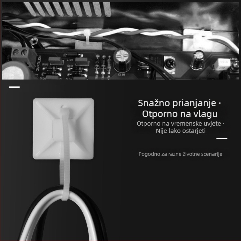 Changhong plastični samoljepljivi položajni element za kabelske vezice, držač za kabelske petlje, bez bušenja