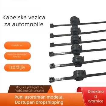 Crna najlonska vezica za kabel s automatskim zaključavanjem, 1,3 mm, za grupiranje kabelskih snopova, art. 156-00689 / T30ROC1A
