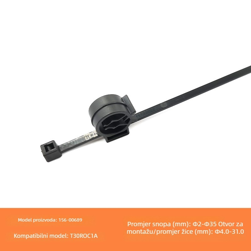 Crna najlonska vezica za kabel s automatskim zaključavanjem, 1,3 mm, za grupiranje kabelskih snopova, art. 156-00689 / T30ROC1A