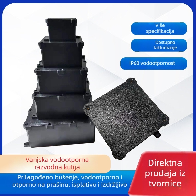 Xineng vanjska IP68 vodootporna kutija za spojnice, PC plastični materijal, crna, velika