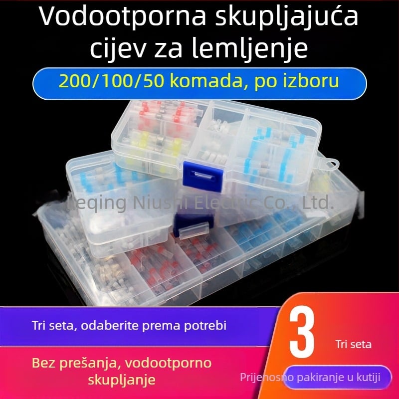 SST set od 100 komada spajalskih prstena, vodootporna, toplinski skupljajuće cijevi, izolirano kućište za terminale