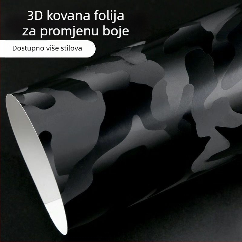 Folia za promjenu boje automobila s mat karbon vlaknastim završetkom i sjajnim crnim unutarnjim akcentima za krov, retrovizor i karoseriju