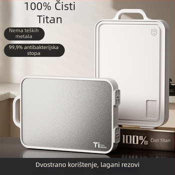 Titanijska daska za rezanje, dvostruka, antibakterijska i protiv plijesni, za rezanje sirove i kuhane hrane i kostiju