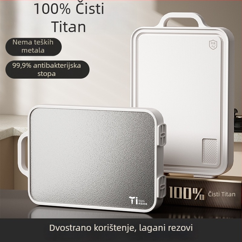Titanijska daska za rezanje, dvostruka, antibakterijska i protiv plijesni, za rezanje sirove i kuhane hrane i kostiju