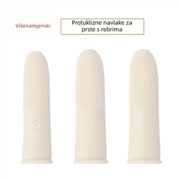 Bijeli latex prstni navlaci s anti-slip točkicama, za nastavnike, brojanje novca, prelistavanje stranica i tiskanje; debeli, izdržljivi gumeni pokrivači prstiju
