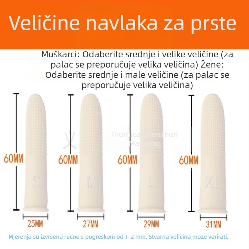Bijeli latex prstni navlaci s anti-slip točkicama, za nastavnike, brojanje novca, prelistavanje stranica i tiskanje; debeli, izdržljivi gumeni pokrivači prstiju