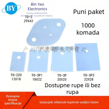 Izolacijski silikonski list za TO-220/TO-3P/TO-247 tranzistore i MOSFET-ove