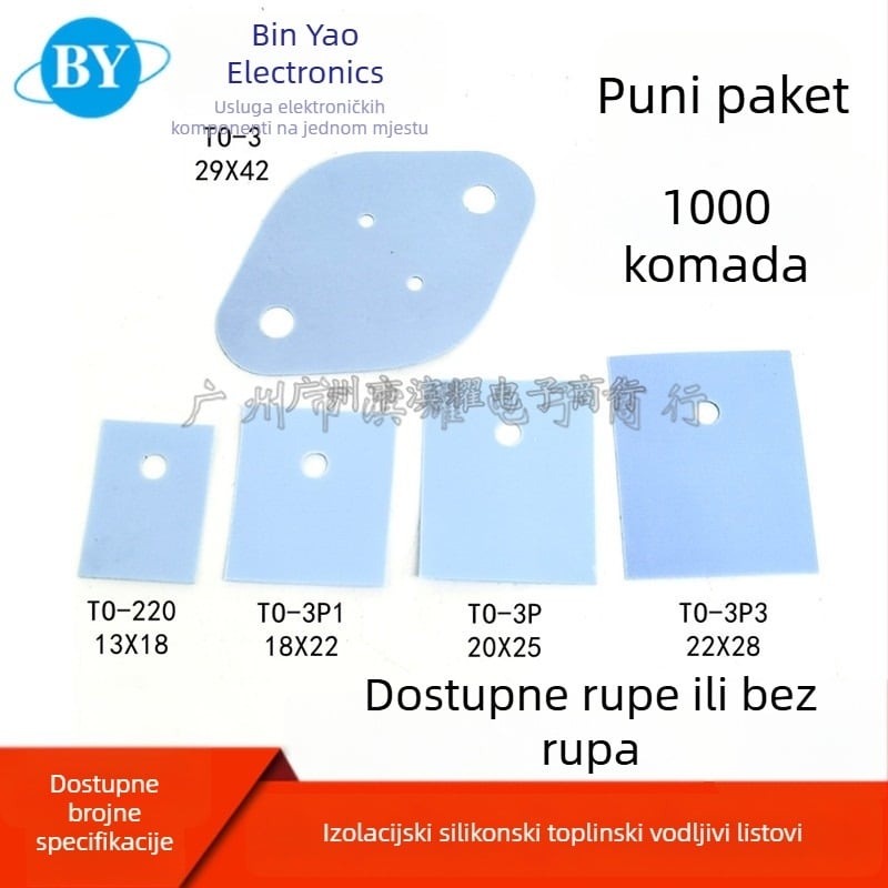 Izolacijski silikonski list za TO-220/TO-3P/TO-247 tranzistore i MOSFET-ove