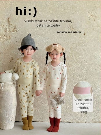 Topli pamučni set pidžama za djecu, jesen-zima, za dječake i djevojčice, uzrast 3–8 godina