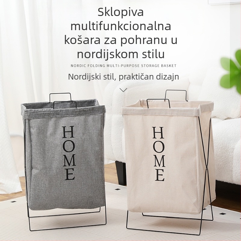Kovani stalak za pranje rublja sa sklopivom platnenom vrećom, moderan dom