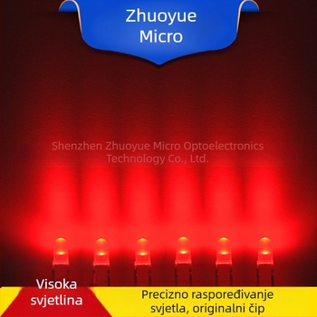 LED indikator s izravnim priključkom, 3 mm crveni LED, visoka svjetlina, F3