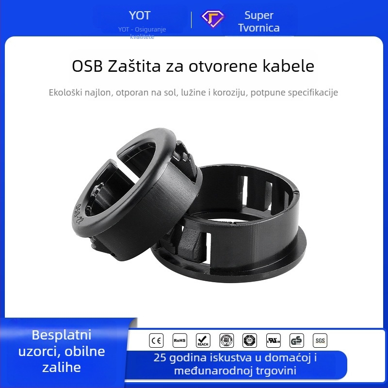 OSB otvoreni tip zaštite kablova, crna najlonska plastika, kabelska petlja i klipsa za pričvršćivanje kućišta razvodne kutije