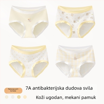 Dječje pamučne gaćice za djevojčice, Klasa A, 9–12 godina, jesen-zima, srednja visina struka, udobne donje rublje koje se ne stežu
