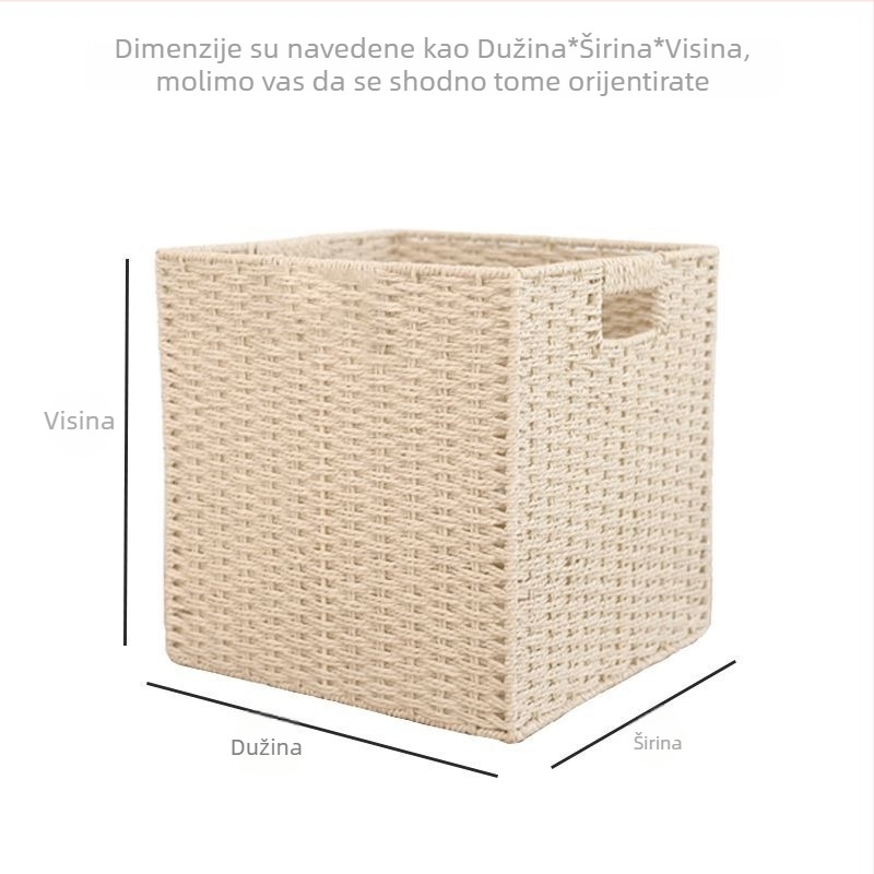 Kalake koš za skladištenje s kariranim uzorkom, imitacija ratana, kućni organizator za grickalice i igračke