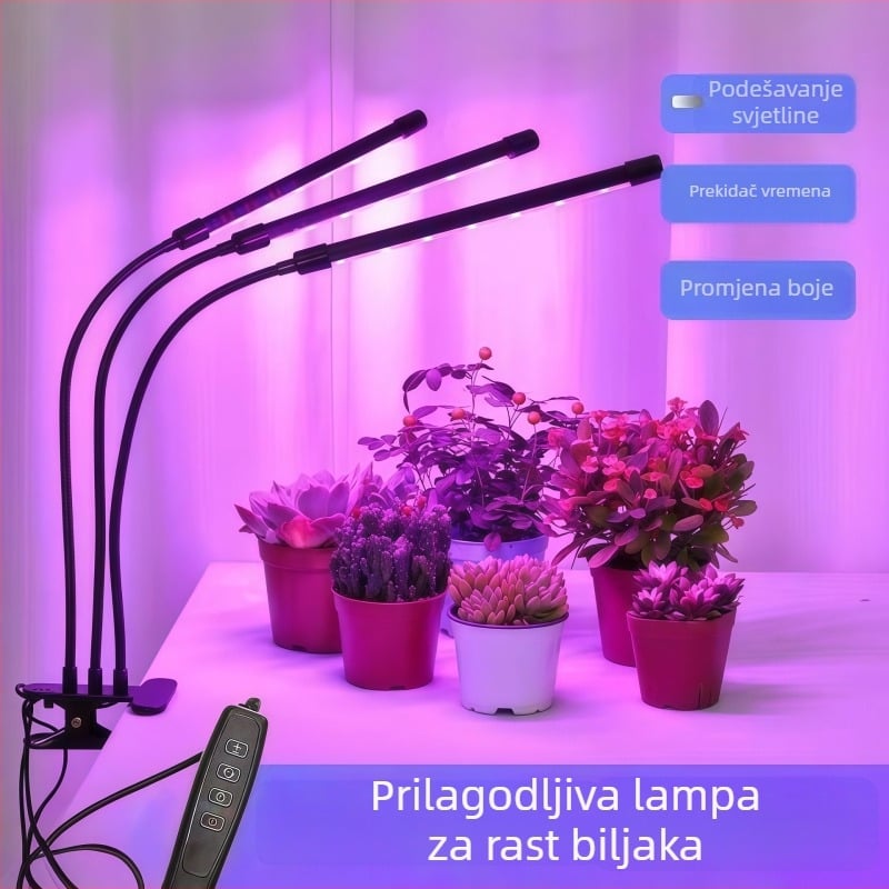 LED rasvjetna lampa za rast biljaka, puni spektar, s tajmerom, za sadnice, sukulente i cvijeće