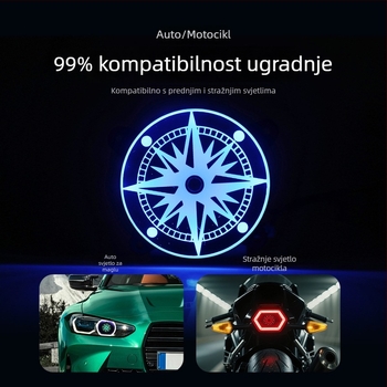 (2,5–3 inča) Rotirajuće LED svjetlo za motocikl s RGB unutarnjom lećom i integriranim stražnjim svjetlom