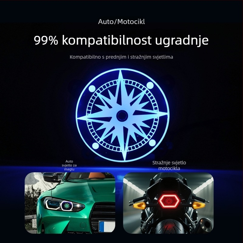 (2,5–3 inča) Rotirajuće LED svjetlo za motocikl s RGB unutarnjom lećom i integriranim stražnjim svjetlom