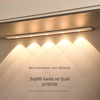 Ultra-tanka pametna LED rasvjeta s senzorom pokreta, punjiva, samoljepljiva traka za ormariće i vitrine