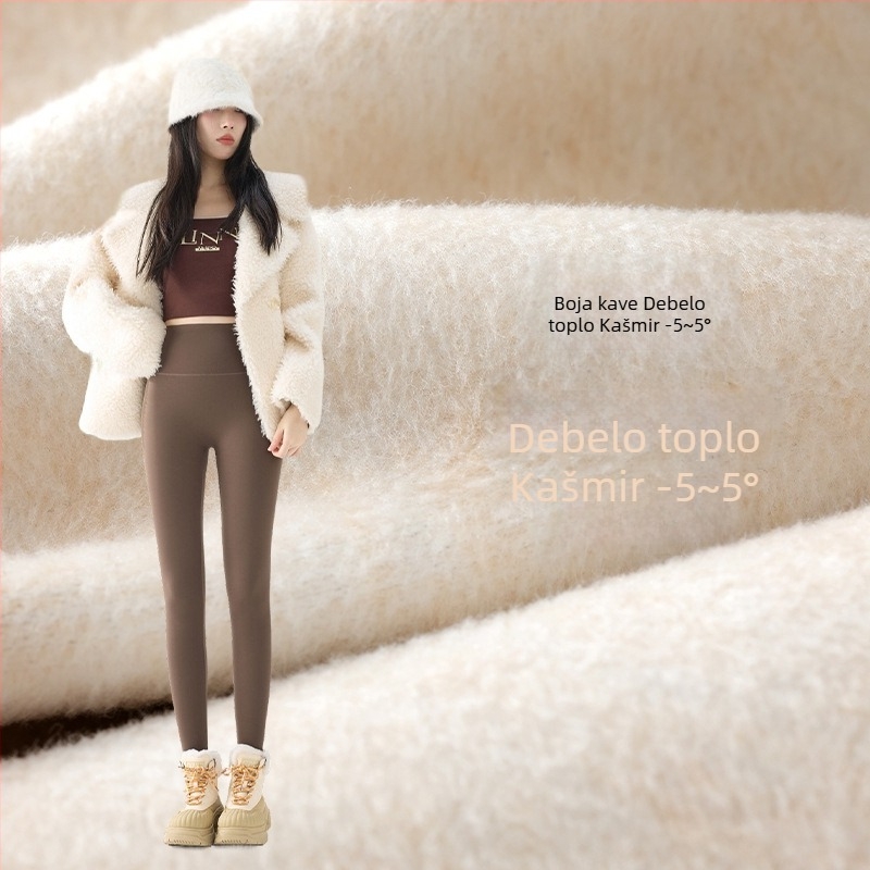 Ženske hlače Sharkskin s flis podstavom za jesen-zimu, debele, visokim strukom i učinkom podizanja stražnjice, plus veličina, Barbie stil