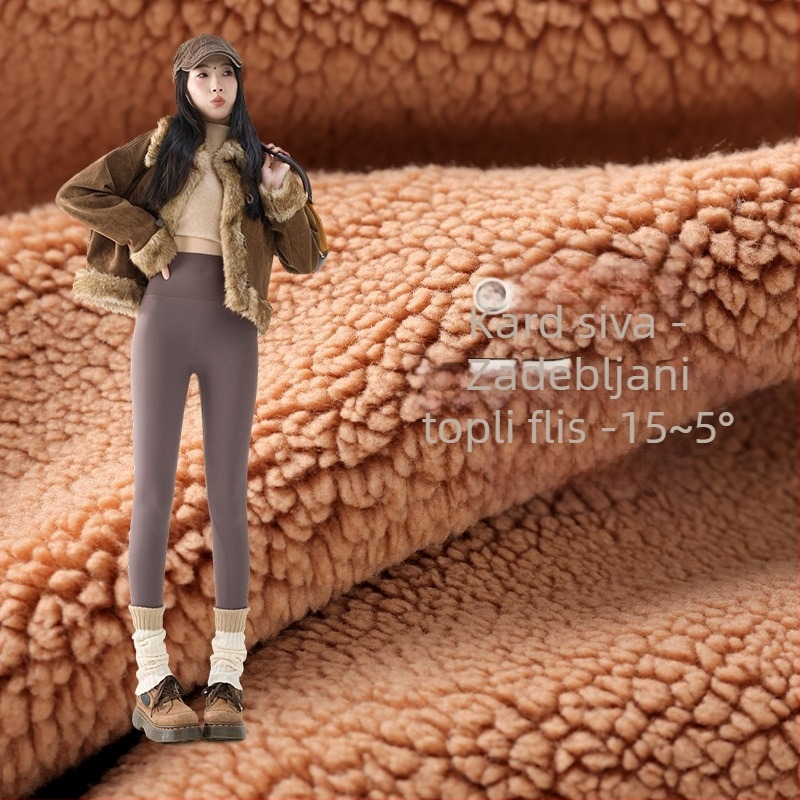 Ženske hlače Sharkskin s flis podstavom za jesen-zimu, debele, visokim strukom i učinkom podizanja stražnjice, plus veličina, Barbie stil