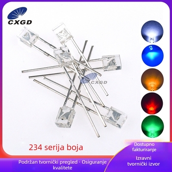 234 prozirne LED perle plava, crvena, žuta i bijela, kvadratne 2×3×4 mm