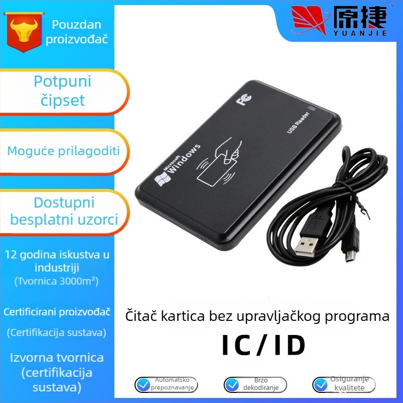 IC/ID dvostruko frekvencijski RFID čitač kartica za pristup, USB, NFC bez upravljačkog programa