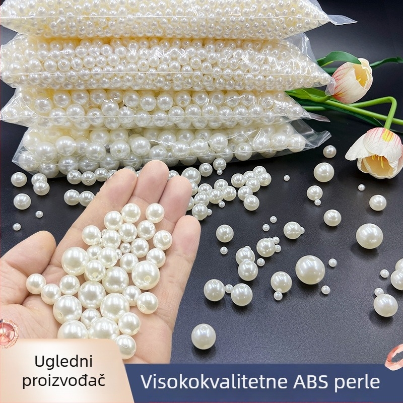 ABS imitacijske bisere kremasto bijele okrugle perle za kosu i odjeću, ručno izrađeni dodaci za nakit, visok sjaj