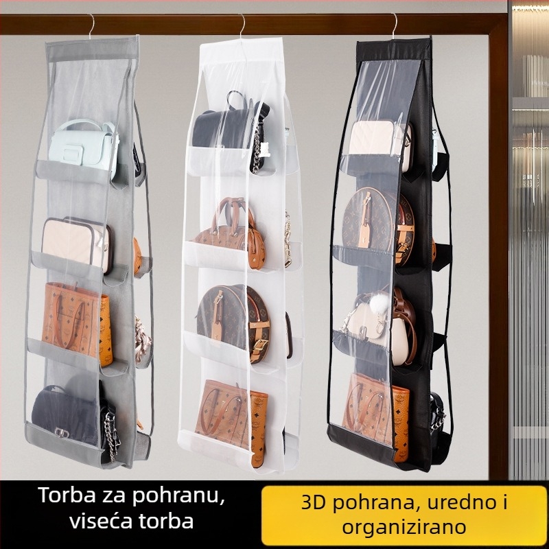 Vješena torba za pohranu, dvostrano prozirna, od netkanog materijala, izdržljiv organizator ormara za spavaću sobu, zaštita od prašine
