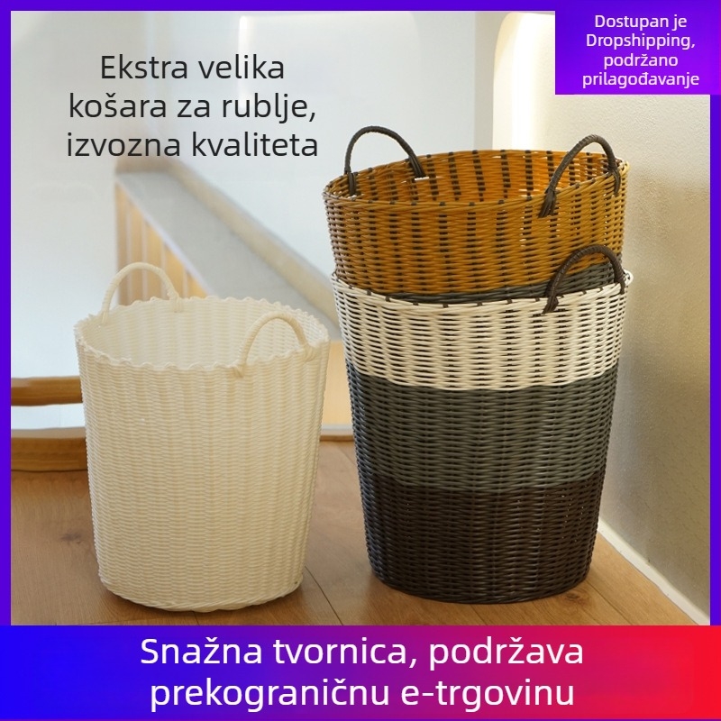 Plastični pleteni koš za rublje za prljavu odjeću