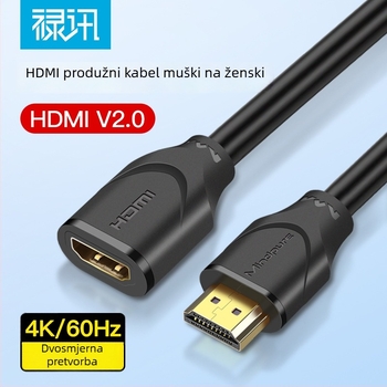 HDMI produžni kabel, muški–ženski, 4K60, pozlaćeni, duljina 0,5–3 m