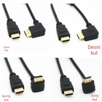HDMI kabel s 90° kutem za TV, PC i monitor – 4K kabel za prijenos podataka