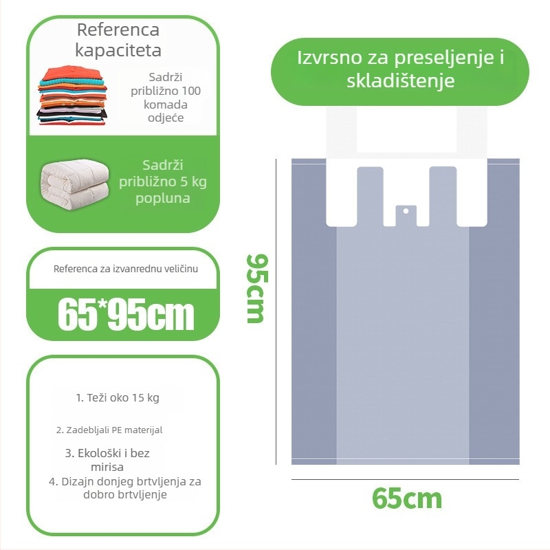 Velika sivo-srebrna torba za preseljenje i skladištenje, ručna torba