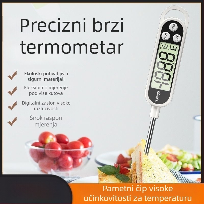Kućni termometar za hranu visoke preciznosti, sondu tip, za kuhinju, pečenje i prženje; mjeri temperature vode, mlijeka i ulja; vrtna dekoracija