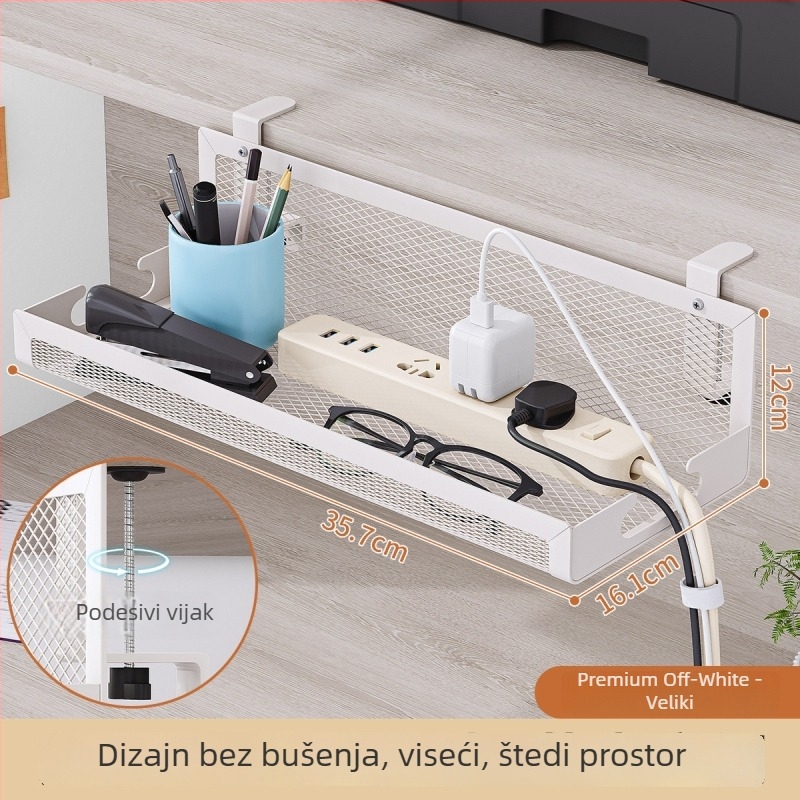 Stolni organizator za upravljanje kabelima i pohranu, organizator utičnice bez bušenja, košarica za pohranu na stolu