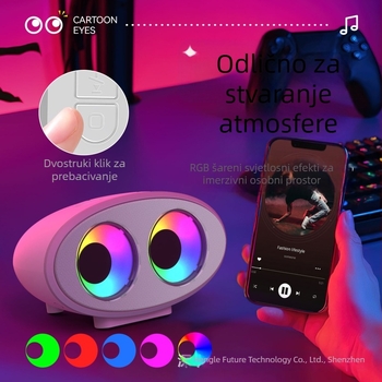 Bluetooth zvučnik s crtanim očima, bijeli šum, RGB rasvjeta, ambijentalni zvuk — kreativan poklon