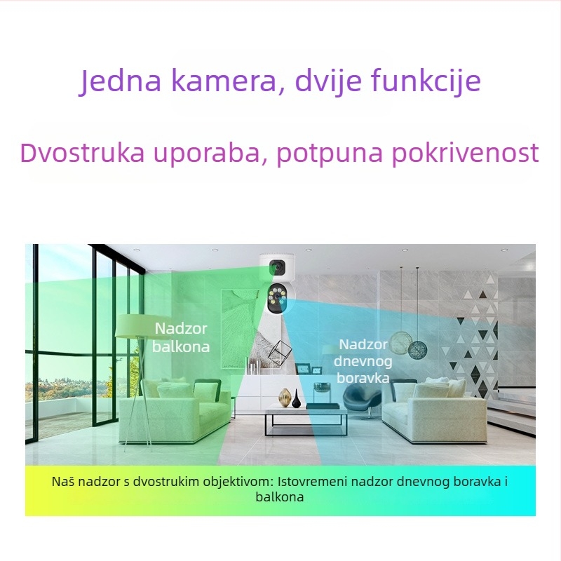 Kamera s dvije leće i monitorom s dvostrukim prikazom, daljinsko upravljanje pametnim telefonom, bežični Wi‑Fi, unutarnji panoramski pogled