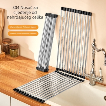 Stalak za sudoper od nehrđajućeg čelika 304, odvodni koš za posuđe, sklopivi držač za odvod