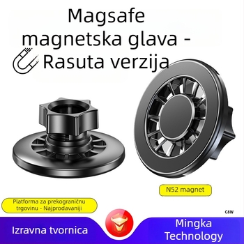 Mingka C8W magnetska glava za telefon s MagSafe, kružni magnet N52, snažan magnet, kuglična glava 17 mm, automobilni nosač – dodatak